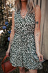 Bohemian Floral All Over Print V Neck Sleeveless Tunic A Line Summer Dress